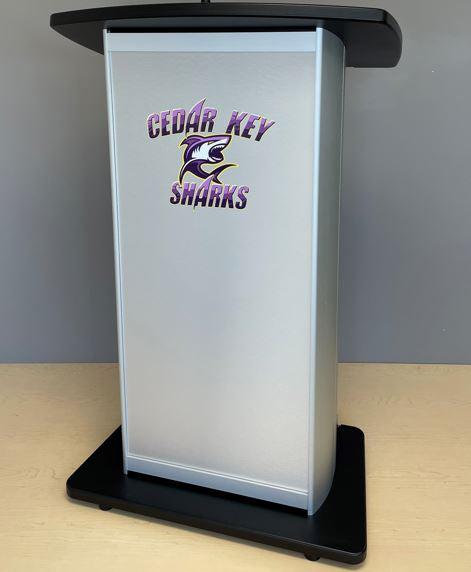 Contemporary Lectern and Podium H2W Custom Aluminum Lectern-Example 2 of Logo-Contemporary Lecterns and Podiums-Podiums Direct