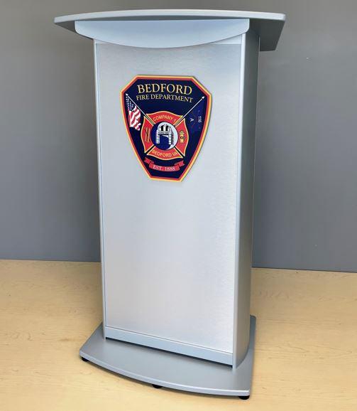 Contemporary Lectern and Podium H2 Standard Aluminum Lectern-Logo Example 1-Contemporary Lecterns and Podiums-Podiums Direct