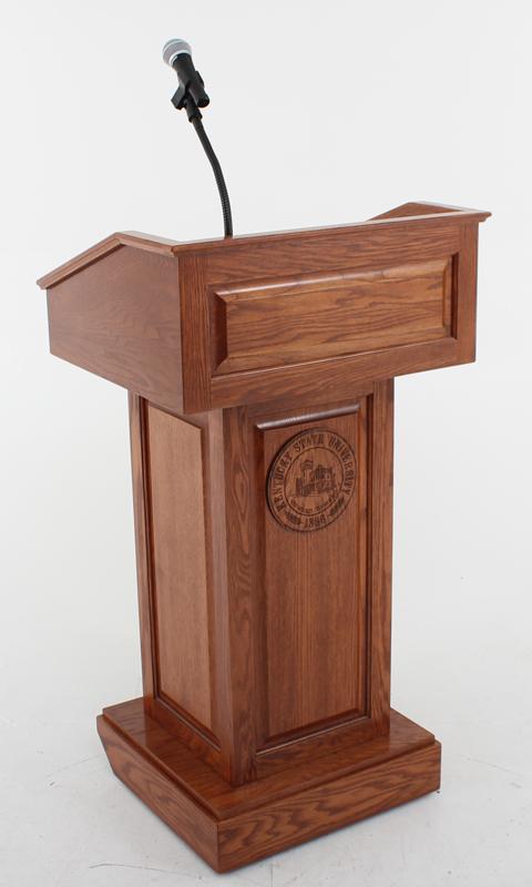 Handcrafted Solid Hardwood Lectern CLR235 Counselor-With Logo-Handcrafted Solid Hardwood Pulpits, Podiums and Lecterns-Podiums Direct