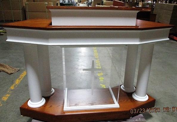 Wood With Acrylic Pulpit Customer NO. 810 WA-Front View-Wood With Acrylic Pulpits, Podiums and Lecterns-Podiums Direct