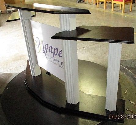 Wood with Acrylic Pulpit w/Wings 703W Proclaimer-Angle View-Wood With Acrylic Pulpits, Podiums and Lecterns-Podiums Direct