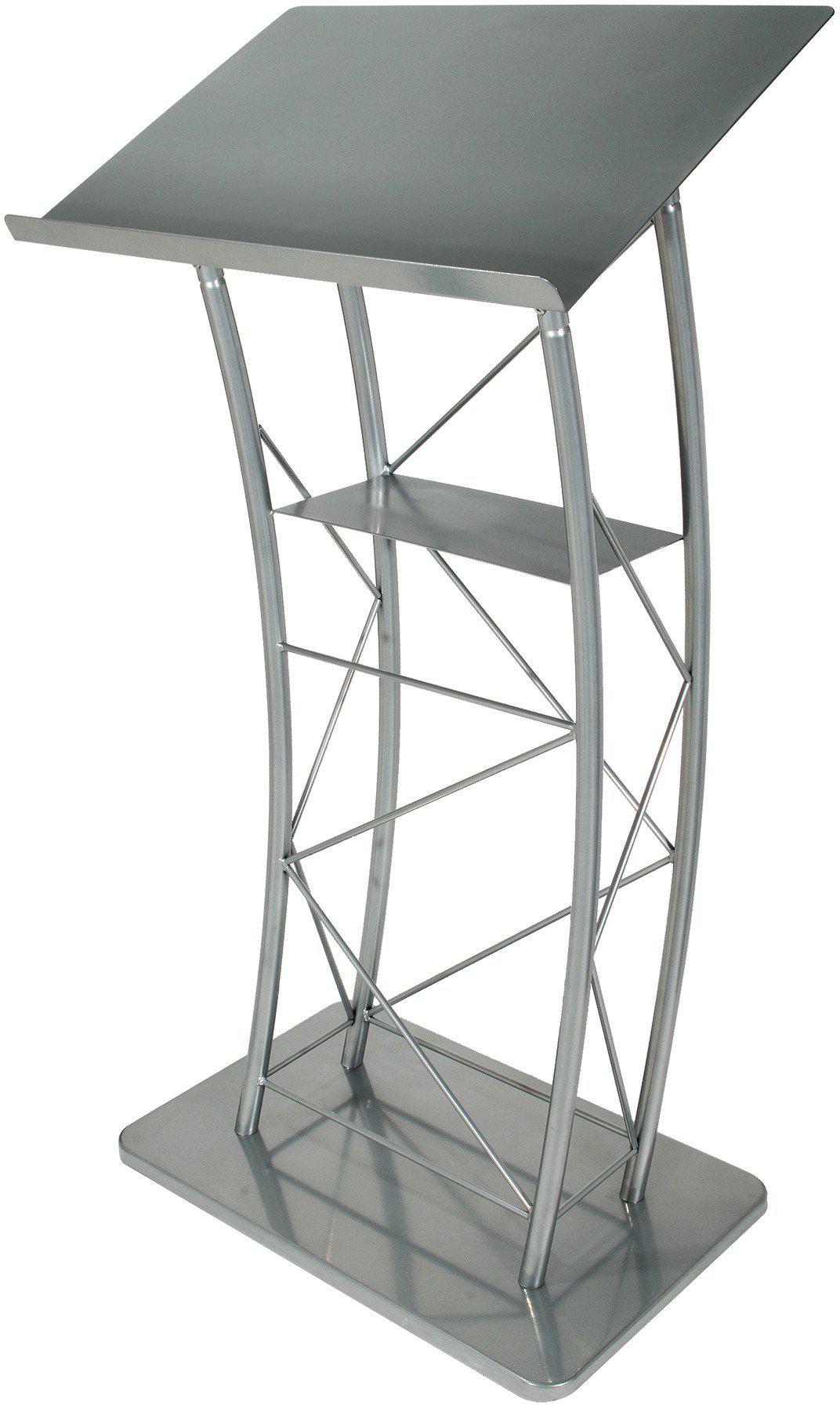 Metal Truss Lectern Large Silver Curved-Metal Truss Podiums and Lecterns-Podiums Direct