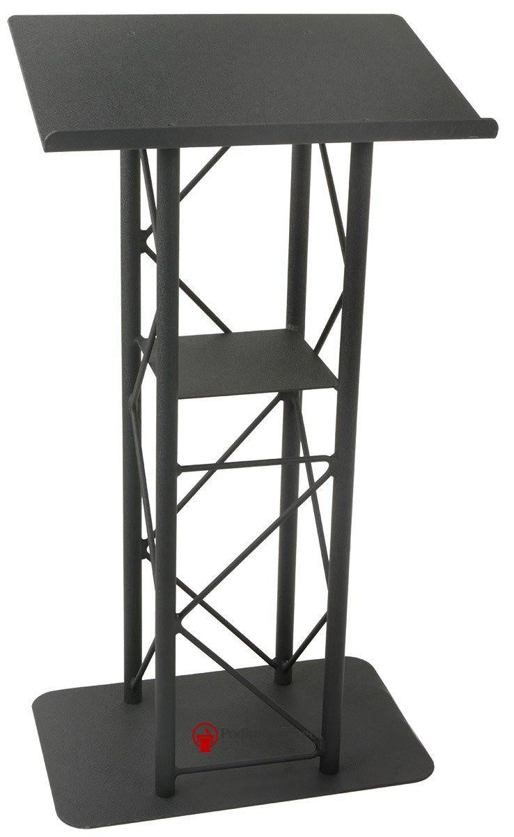 Metal Truss Lectern 4 Post Straight. Black-Metal Truss Podiums and Lecterns-Podiums Direct