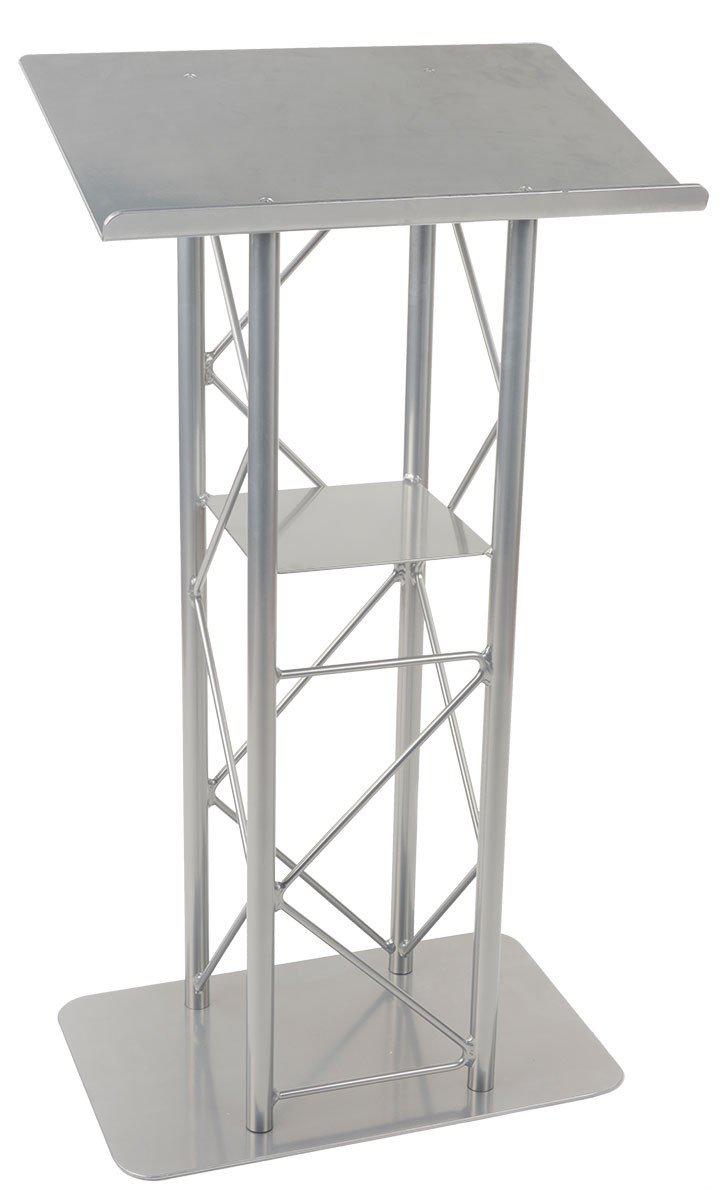 Metal Truss Lectern 4 Post Straight. Silver-Metal Truss Podiums and Lecterns-Podiums Direct