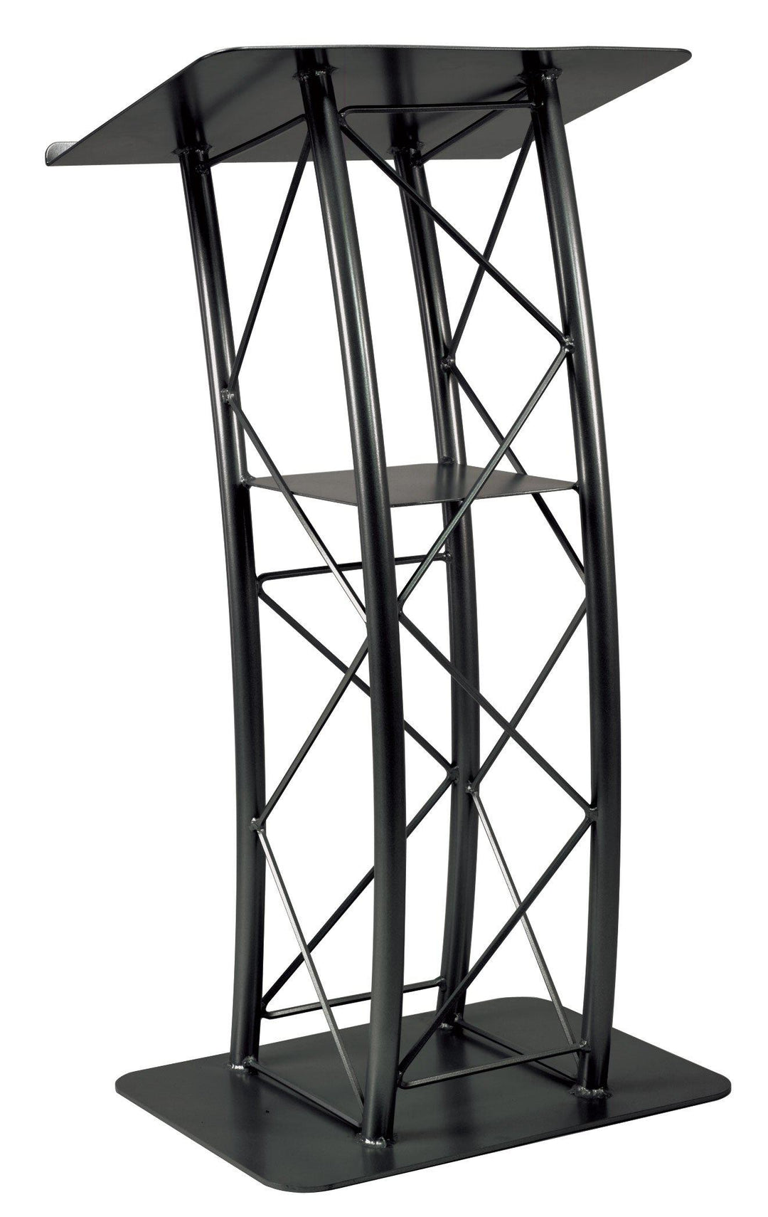 Metal Truss Lectern 4 Post Curved Color Black-Metal Truss Podiums and Lecterns-Podiums Direct