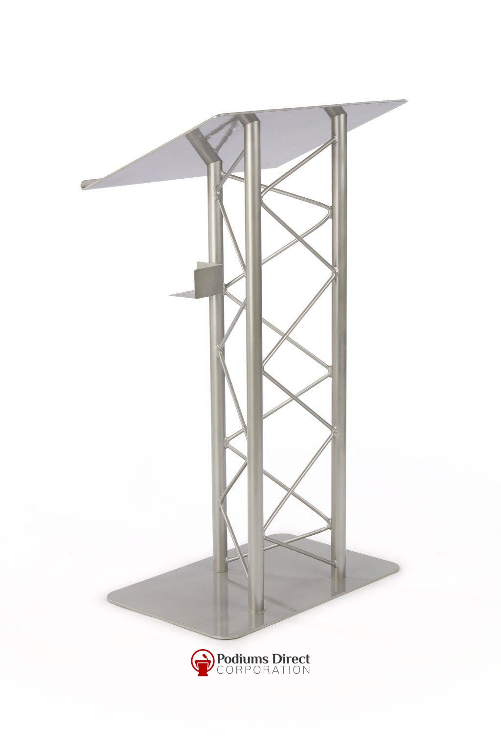 Metal Truss Lectern Economy 3 Post Straight. Color: Silver-Metal Truss Podiums and Lecterns-Podiums Direct