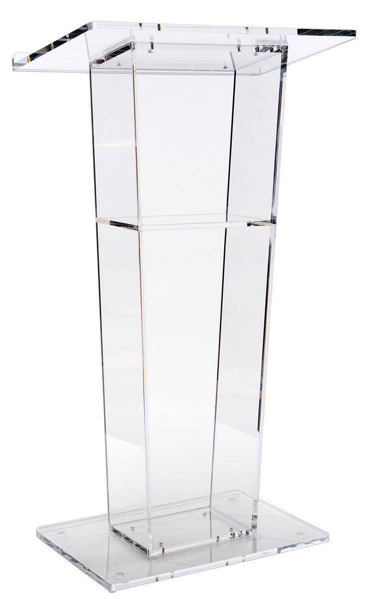 Acrylic Lectern Clear with Open Back and Shelf-Acrylic Pulpits, Podiums and Lecterns-Podiums Direct