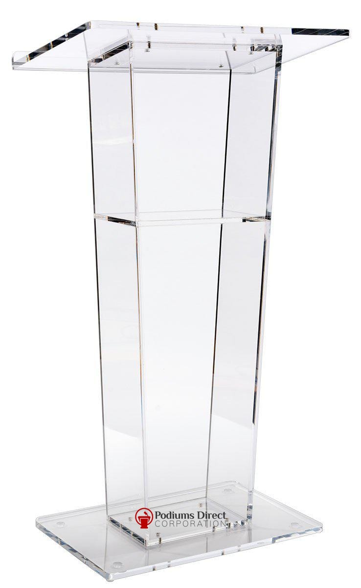 Acrylic Lectern Clear with Open Back and Shelf-Acrylic Pulpits, Podiums and Lecterns-Podiums Direct