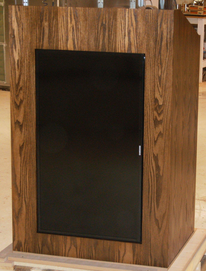 LCD Digital Display Lectern PD 4896-Stained Front View-LCD Digital Display Lecterns-Podiums Direct