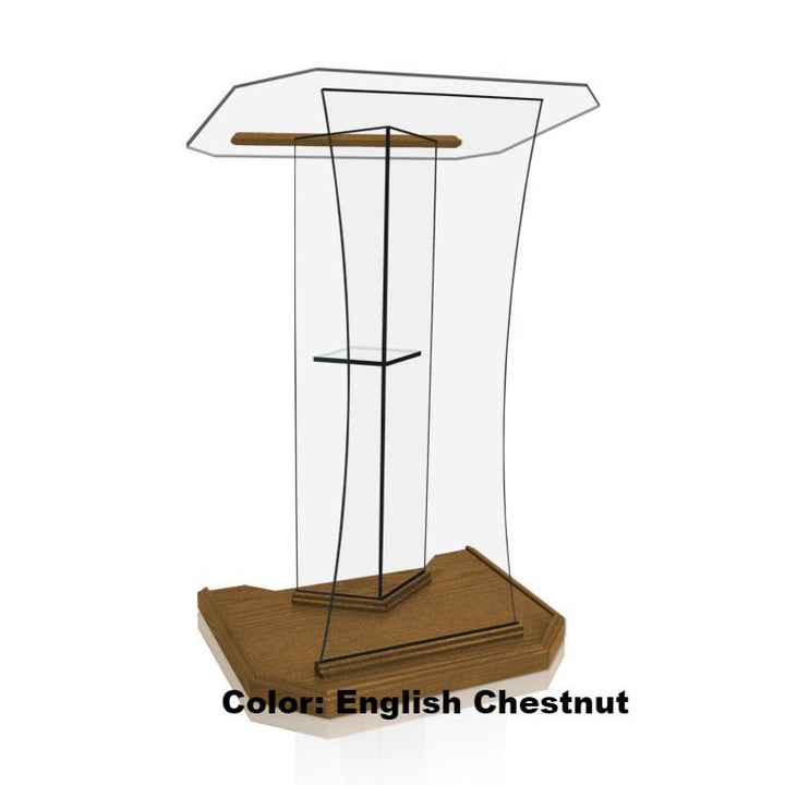 Glass Pulpit NC2S/NC2SG Prestige The SPEAKER-English Chestnut-Glass Pulpits, Podiums and Lecterns and Communion Tables-Podiums Direct