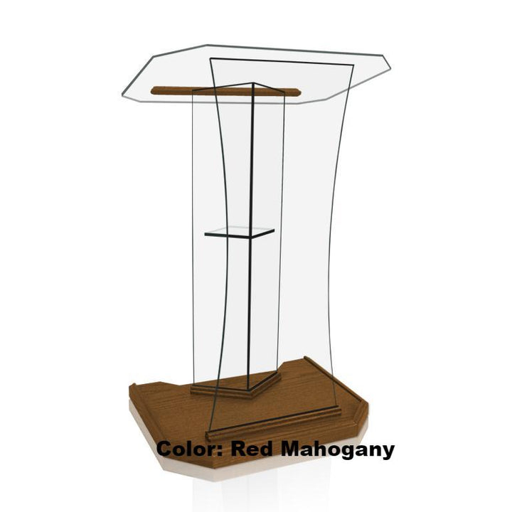 Glass Pulpit NC2S/NC2SG Prestige The SPEAKER-Red Mahogany-Glass Pulpits, Podiums and Lecterns and Communion Tables-Podiums Direct