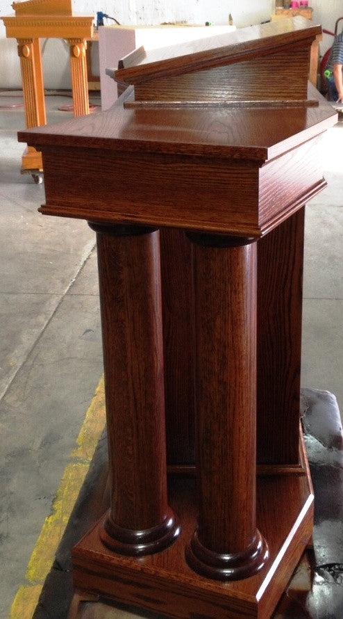 Church Wood Pulpit Custom No. 810-All Stained Side View 2-Church Solid Wood Pulpits, Podiums and Lecterns-Podiums Direct