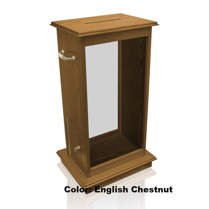 Glass Pulpit NC5/NC5G Prestige Offering Box-English Chestnut-Glass Pulpits, Podiums and Lecterns and Communion Tables-Podiums Direct