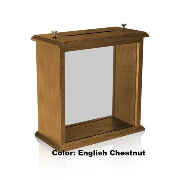 Glass Pulpit NC51/NC51G Prestige Table Top Offering Box-English Chestnut-Glass Pulpits, Podiums and Lecterns and Communion Tables-Podiums Direct