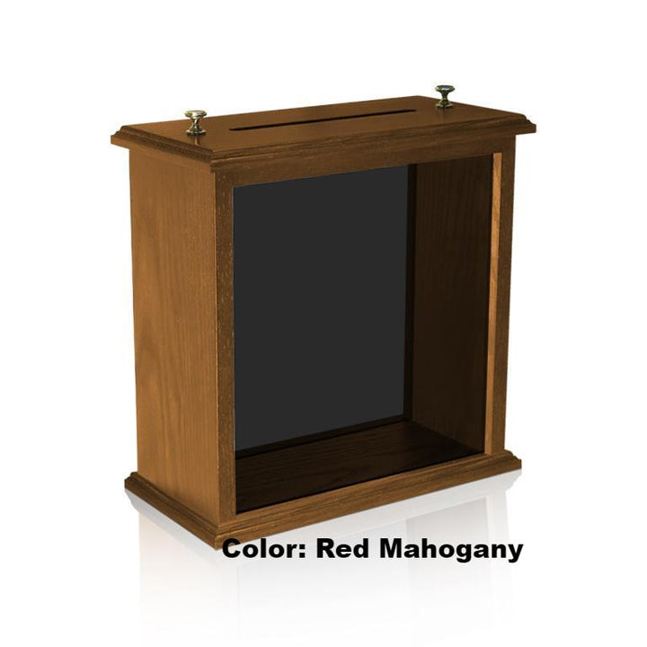 Glass Pulpit NC51/NC51G Prestige Table Top Offering Box-Smoked Glass Red Mahogany-Glass Pulpits, Podiums and Lecterns and Communion Tables-Podiums Direct
