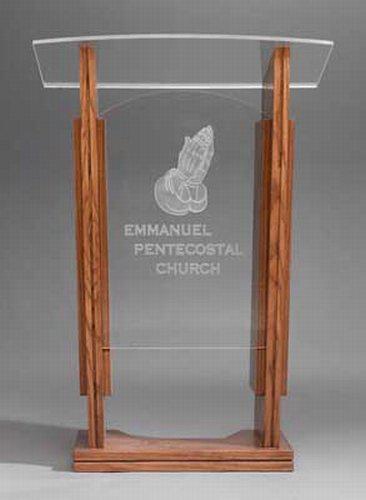 Wood with Acrylic Pulpit NO. P104-Wood With Acrylic Pulpits, Podiums and Lecterns-Podiums Direct