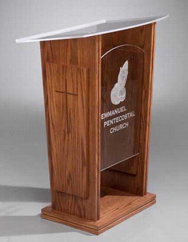 Wood with Acrylic Pulpit NO. P104-Side View-Wood With Acrylic Pulpits, Podiums and Lecterns-Podiums Direct