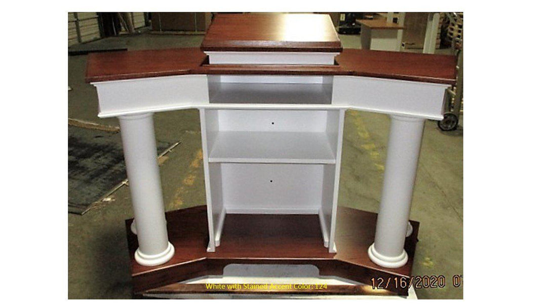 Church Wood Pulpit Custom No. 810-Back White with 124-Church Solid Wood Pulpits, Podiums and Lecterns-Podiums Direct
