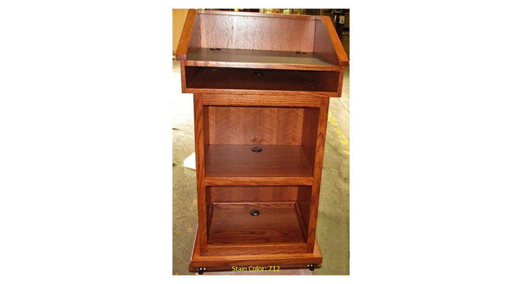 Handcrafted Solid Hardwood Lectern Conquest-Back View Stain Color 712-Handcrafted Solid Hardwood Pulpits, Podiums and Lecterns-Podiums Direct