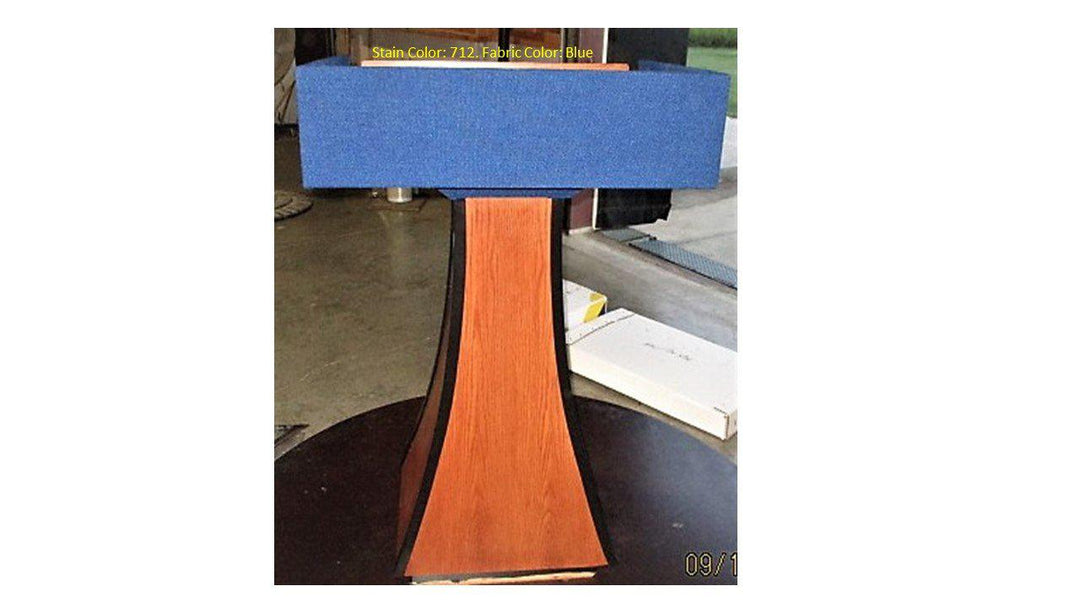 Handcrafted Solid Hardwood Lectern PD Presidential Non-Sound-Front Stain 712  Blue Fabric-Handcrafted Solid Hardwood Pulpits, Podiums and Lecterns-Podiums Direct