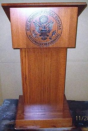 Handcrafted Solid Hardwood Lectern Royal-With Embossed Logo-Handcrafted Solid Hardwood Pulpits, Podiums and Lecterns-Podiums Direct