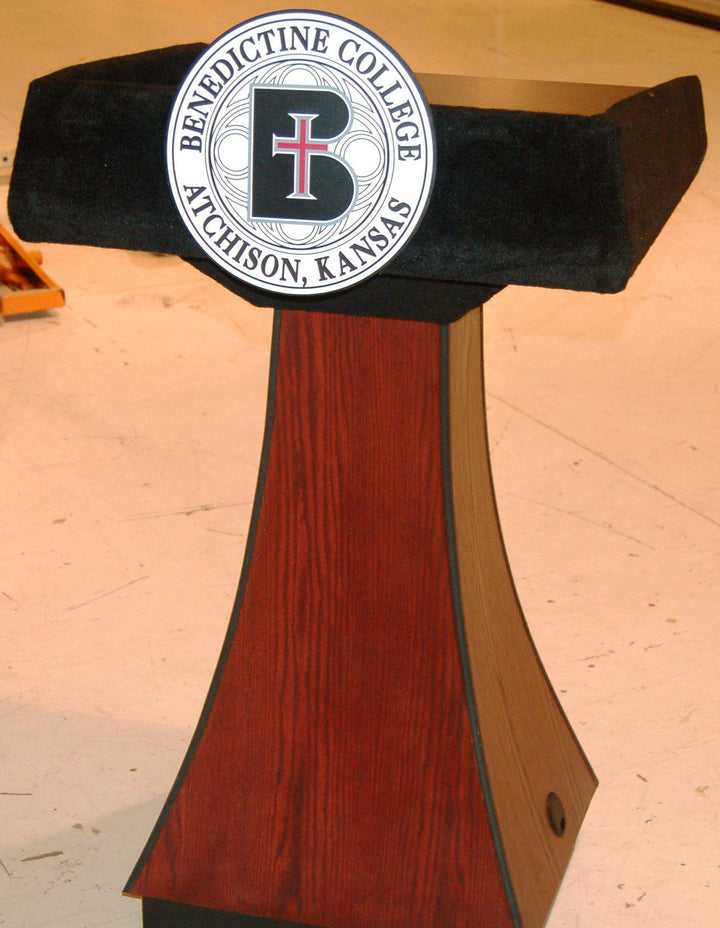 Handcrafted Solid Hardwood Lectern PD Presidential Non-Sound- With Logo-Handcrafted Solid Hardwood Pulpits, Podiums and Lecterns-Podiums Direct