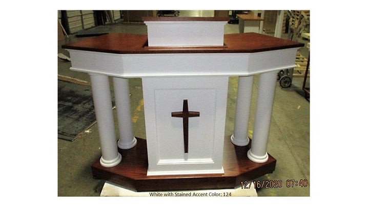Church Wood Pulpit Custom No. 810- Front White with 124-Church Solid Wood Pulpits, Podiums and Lecterns-Podiums Direct