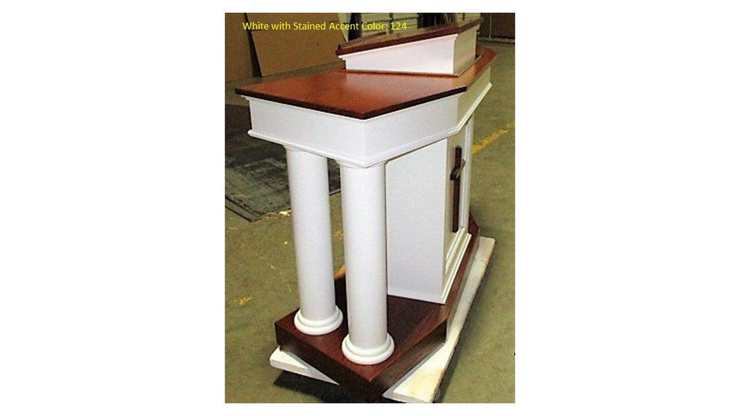 Church Wood Pulpit Custom No. 810- Side White with 124-Church Solid Wood Pulpits, Podiums and Lecterns-Podiums Direct