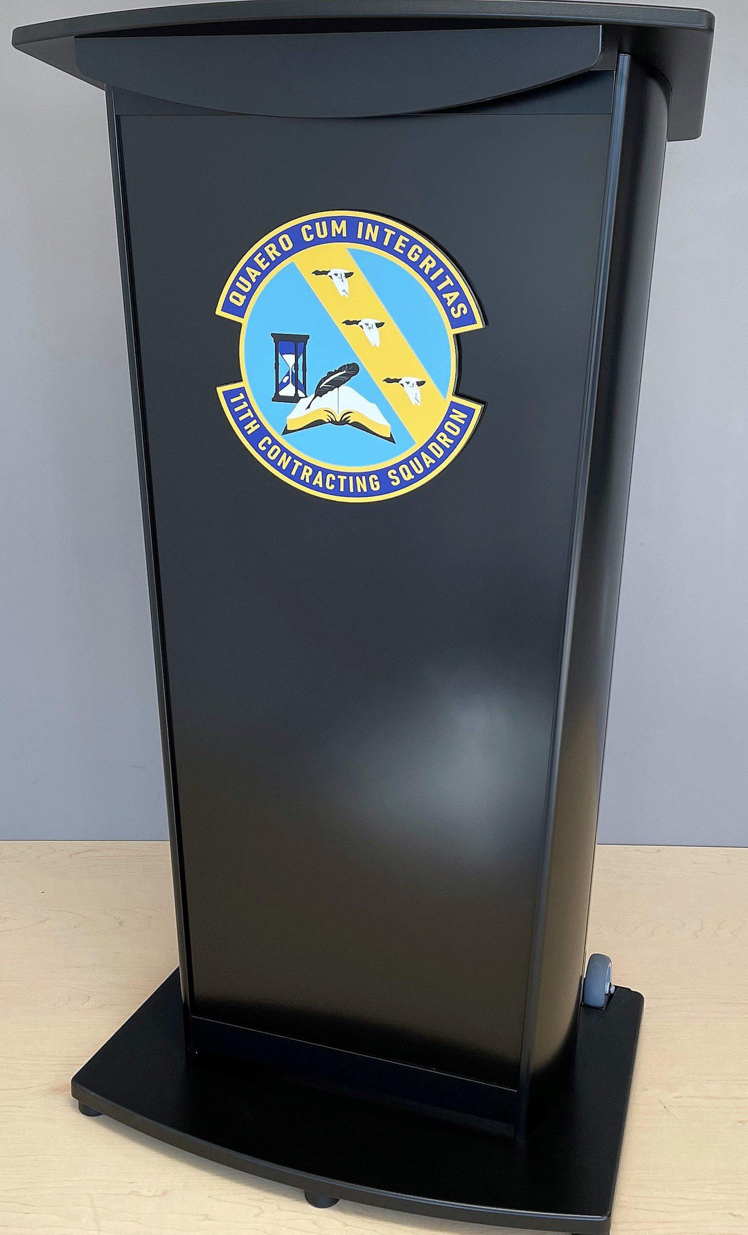 Contemporary Lecterns and Podiums VH1 Deluxe Aluminum Lectern-Example of 3D Logo-Contemporary Lecterns and Podiums-Podiums Direct