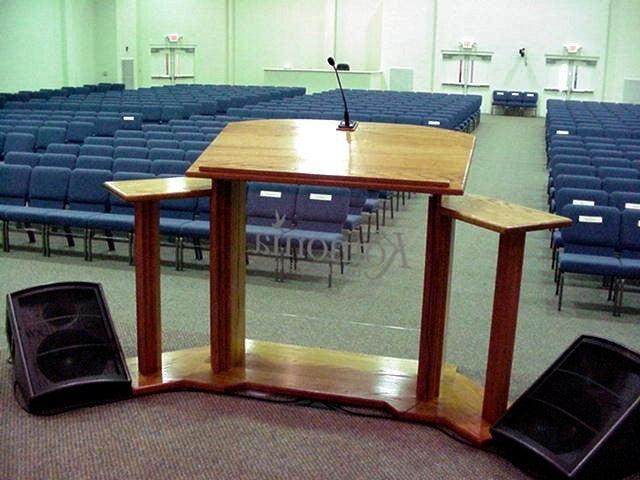 Wood with Acrylic Pulpit w/Wings 703 Proclaimer-Back View-Wood With Acrylic Pulpits, Podiums and Lecterns-Podiums Direct