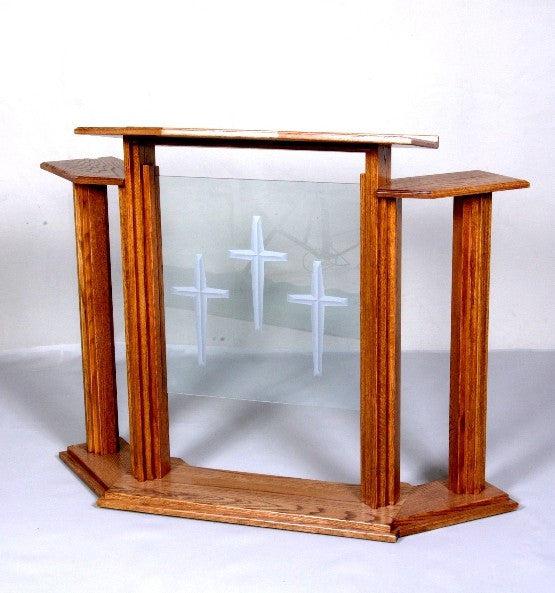 Wood with Acrylic Pulpit w/Wings 702 Proclaimer-Front View-Wood With Acrylic Pulpits, Podiums and Lecterns-Podiums Direct