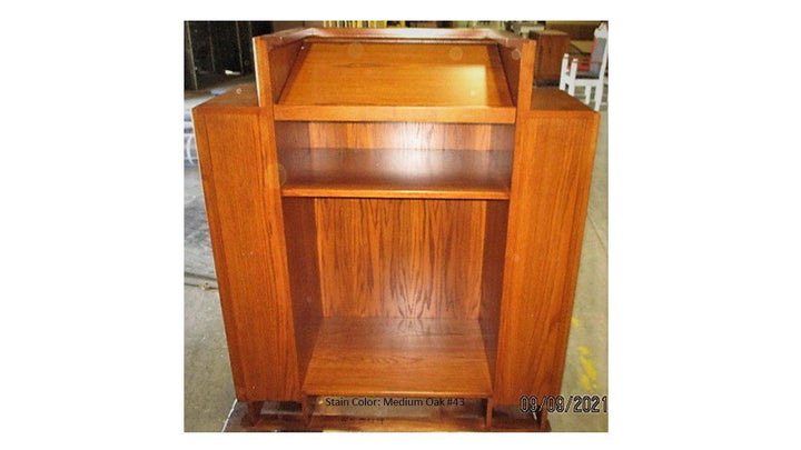 Church Wood Pulpit Wing NO 400W-Back Medium Oak 43-Church Solid Wood Pulpits, Podiums and Lecterns-Podiums Direct