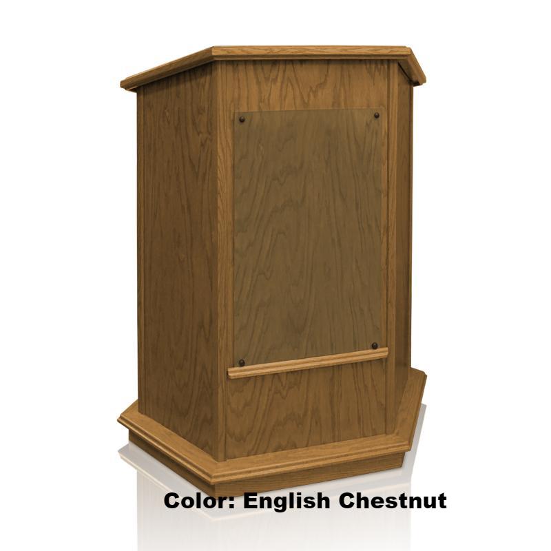 Church Wood Pulpit NC10W/NC10WG Prestige FOUNDATION with Glass -English Chestnut-Church Solid Wood Pulpits, Podiums and Lecterns-Podiums Direct