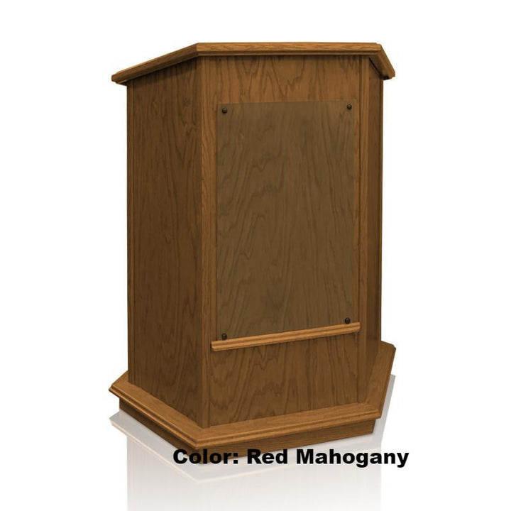 Church Wood Pulpit NC10W/NC10WG Prestige FOUNDATION with Glass -Red Mahogany-Church Solid Wood Pulpits, Podiums and Lecterns-Podiums Direct