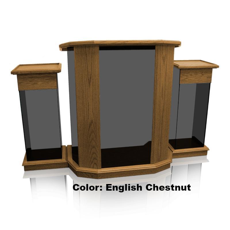 Glass Pulpit NC12/NC12G Prestige RHEMA-Tinted Glass English Chestnut-Glass Pulpits, Podiums and Lecterns and Communion Tables-Podiums Direct