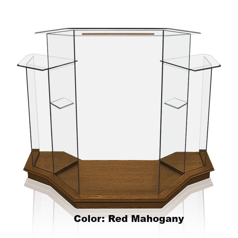 Glass Pulpit NC8WC/NC8CG Prestige Winged PRESTIGE-Red Mahogany-Glass Pulpits, Podiums and Lecterns and Communion Tables-Podiums Direct