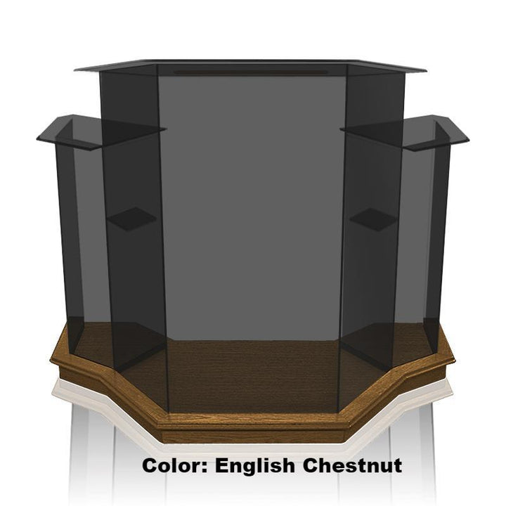 Glass Pulpit NC8WC/NC8CG Prestige Winged PRESTIGE-Smoked Glass-Glass Pulpits, Podiums and Lecterns and Communion Tables-Podiums Direct