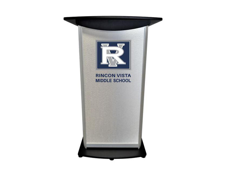 Contemporary Lectern and Podium H2W Custom Aluminum Lectern-Example of Logo-Contemporary Lecterns and Podiums-Podiums Direct