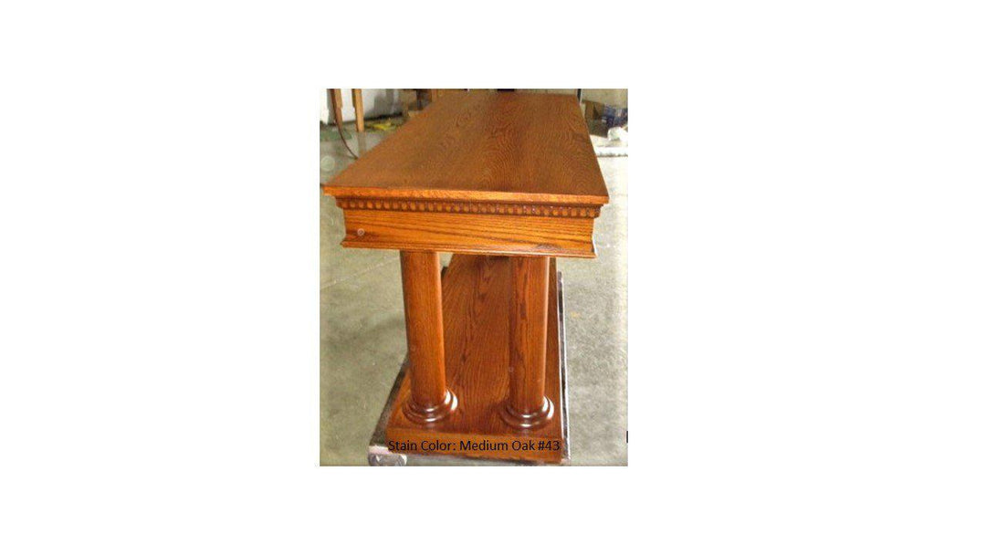 Communion Table 834 Column Pedestal-Side View Medium Oak 43-Communion Tables and Altars-Podiums Direct