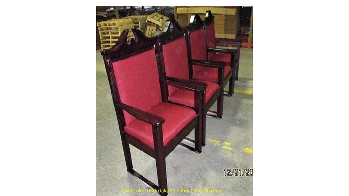 Clergy Church Chair TPC-296S/NO 8200 Series 48" Height Side Pulpit Chair-Side Dark Oak Maroon-Clergy Church Chairs-Podiums Direct