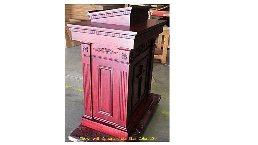 Church Wood Pulpit Tiered TSP-120-Side View Stain 120-Church Solid Wood Pulpits, Podiums and Lecterns-Podiums Direct