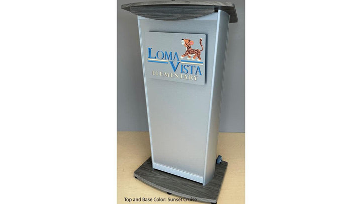 Contemporary Lectern and Podium VH1 Custom Aluminum Lectern-Example of 3D Logo-Contemporary Lecterns and Podiums-Podiums Direct