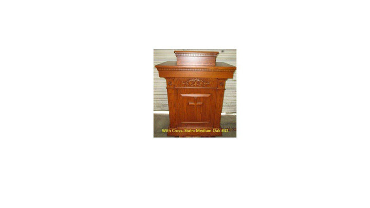 Church Wood Pulpit Tiered TSP-120-Medium Oak with Added Cross-Church Solid Wood Pulpits, Podiums and Lecterns-Podiums Direct