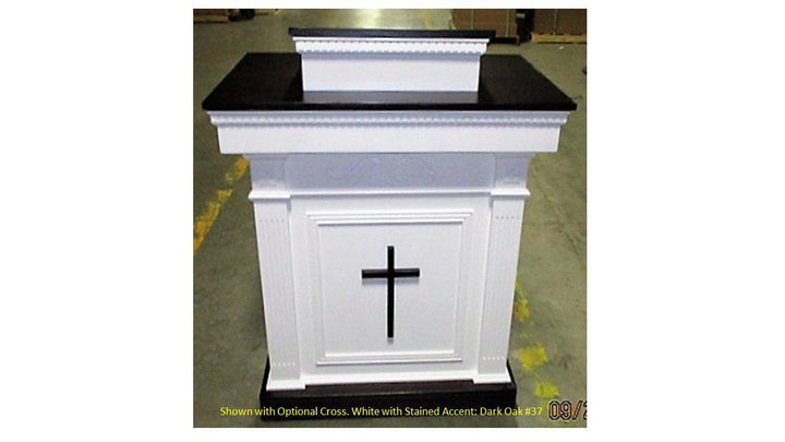 Church Wood Pulpit Colonial Tiered TSP-620- Front View Optional Cross-Church Solid Wood Pulpits, Podiums and Lecterns-Podiums Direct