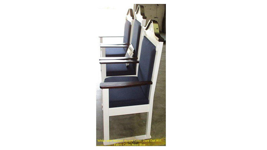 Clergy Church Chair TPC-603S Series 48" Height Side Pulpit Chair-Side View Dark Oak Navy Blue-Clergy Church Chairs-Podiums Direct