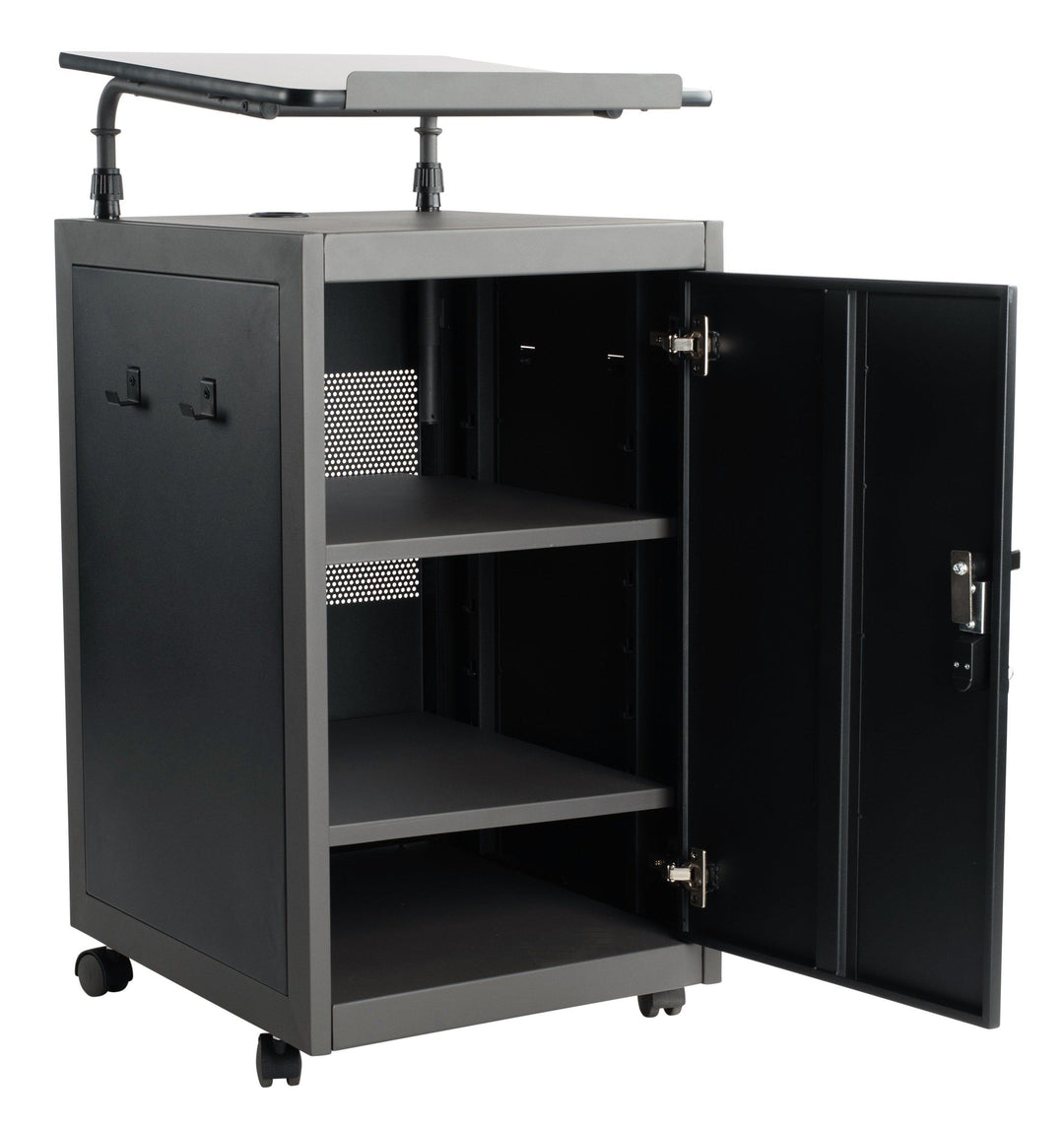 Non Sound Lectern Oklahoma Sound WorkPod Lectern-Open Cabinet View-Podiums Direct