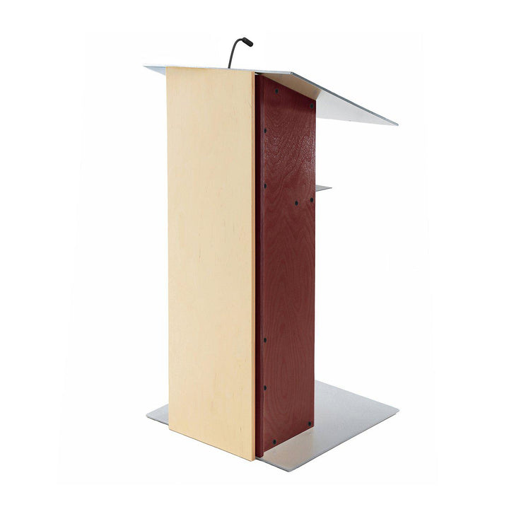 Contemporary Lectern and Podium K-2-Side View Maple with Mahogany-Contemporary Lecterns and Podiums-Podiums Direct