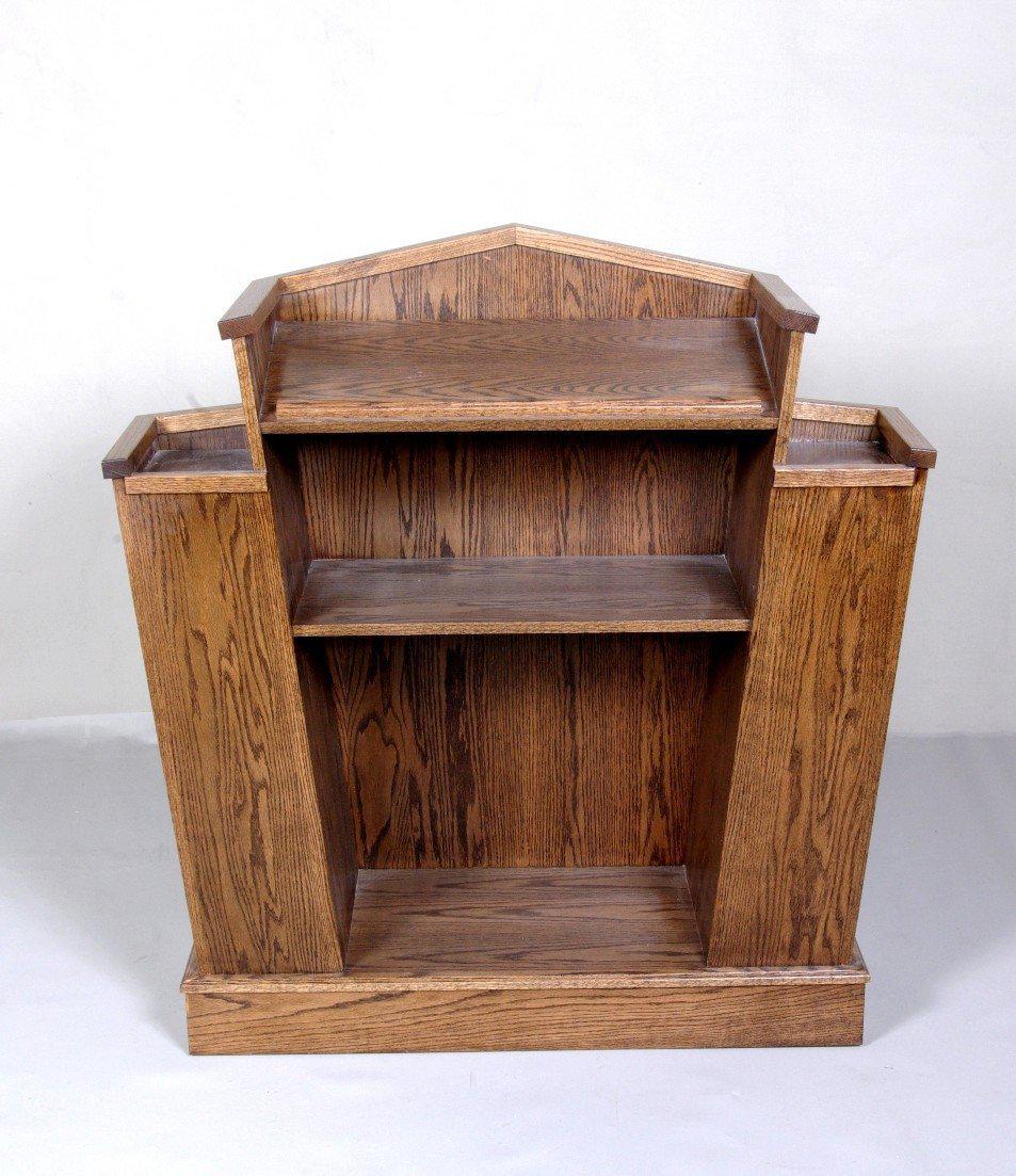 Church Wood Pulpit Victory Style V Shape with Fluting 300-Back View-Church Solid Wood Pulpits, Podiums and Lecterns-Podiums Direct