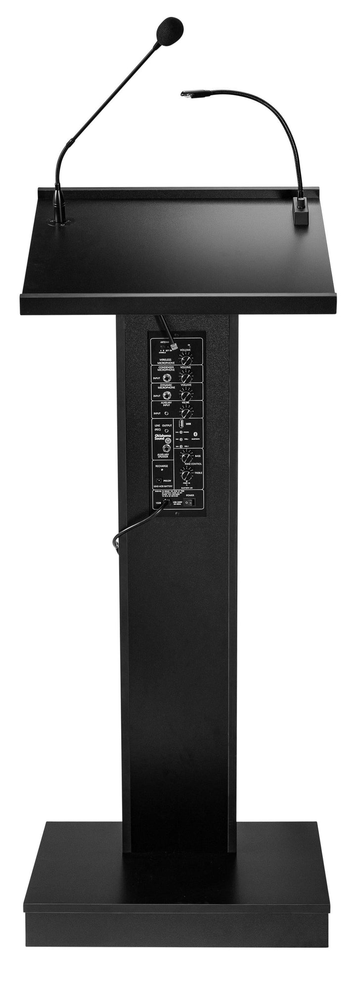 Sound Lectern ZED Oklahoma Sound. Color: Black-Back View with Control Panel-Sound Podiums and Lecterns-Podiums Direct