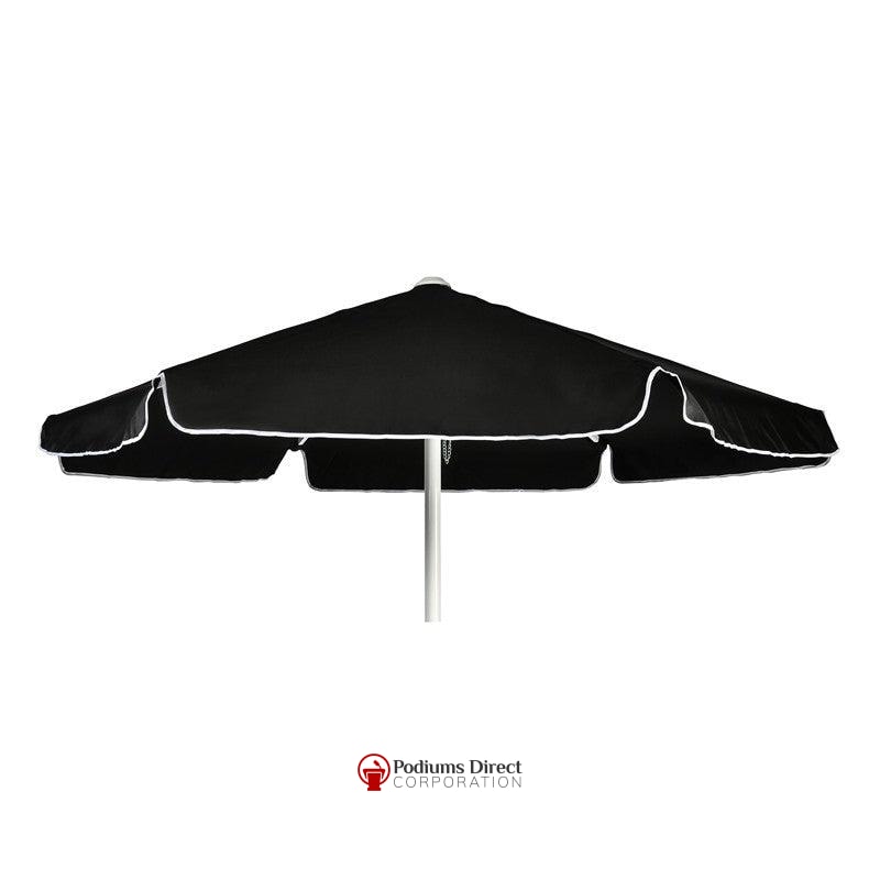 black patio umbrella with white trim Valet Podium Aluminum Frame Umbrella – Podiums Direct